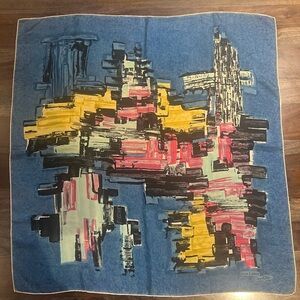 Jeanne Lanvin Castillo Vintage Scarf Abstract Print 100% silk